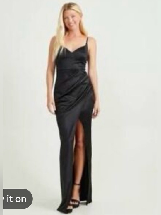 Altar'd State Dresses & Skirts - NWT Altar'd State Black Satin Slit Evening Gown Size Large